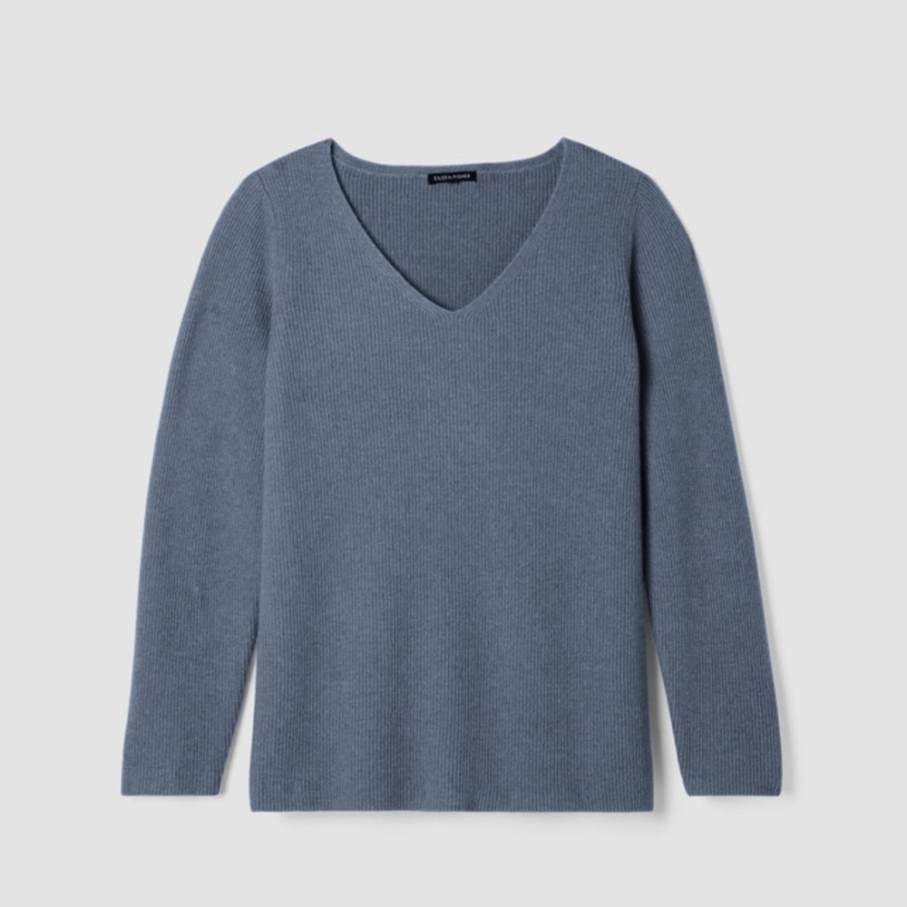 NWOT! Eileen Fisher Italian Cashmere V-Neck Sweater in “eclipse” - Picture 5 of 15